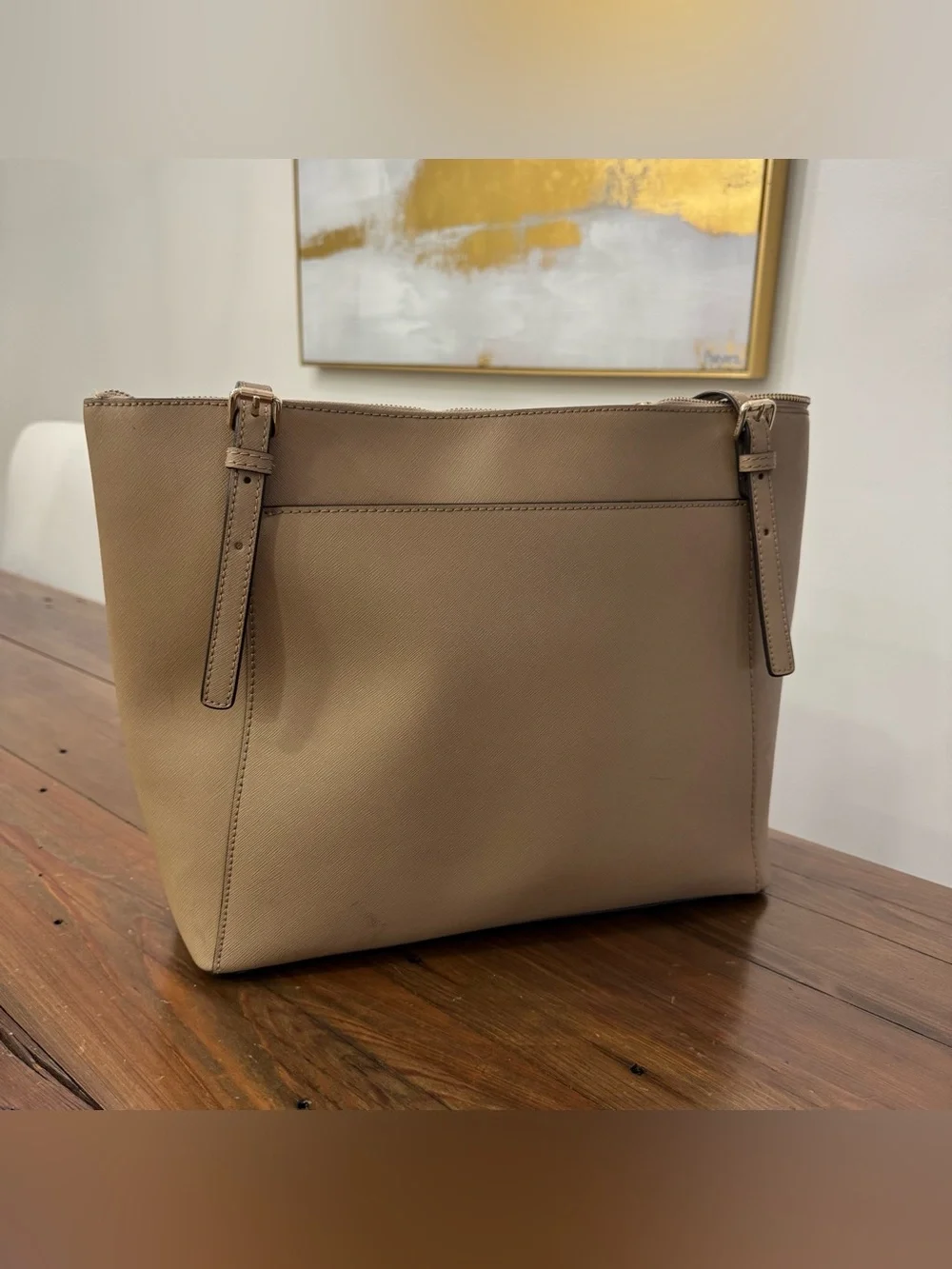 Michael Kors Voyager Large Taupe Leather Tote Bag - Picture 3 of 4